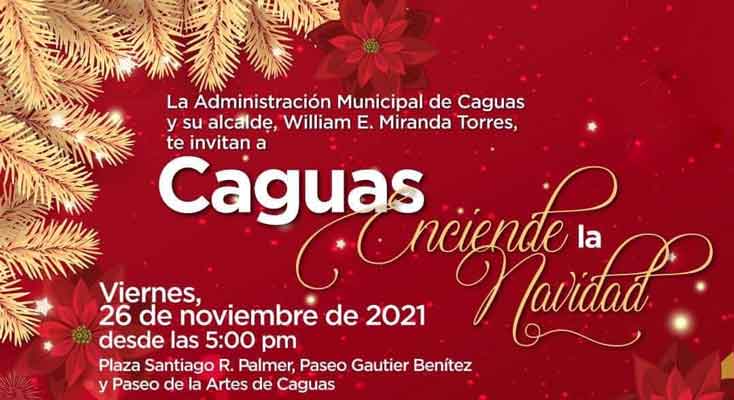 imagen navideña con informacion del encendido navideño de Caguas