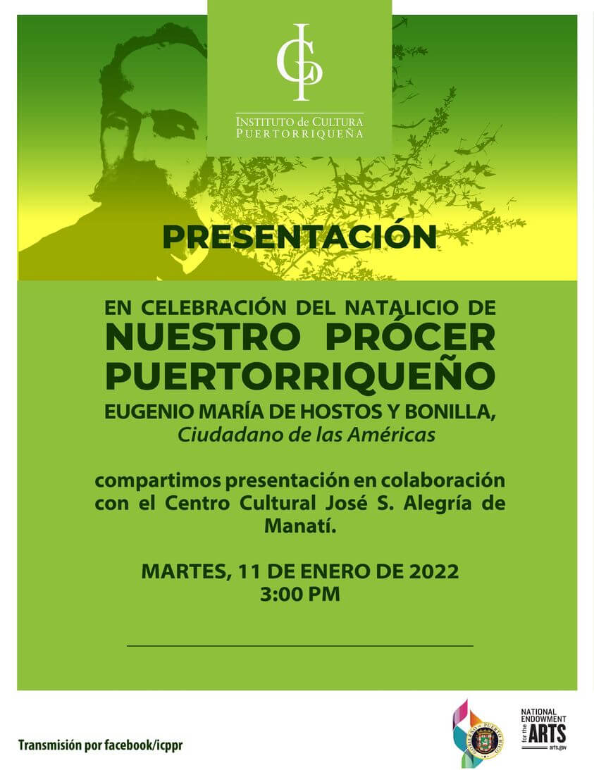 imagen promocional para presentación del legado de de nuestro prócer puertorriqueño Eugenio María de Hostos