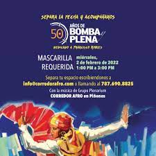 arte de promoción para 50 años del Festival de Bomba y Plena en la Casa Afro